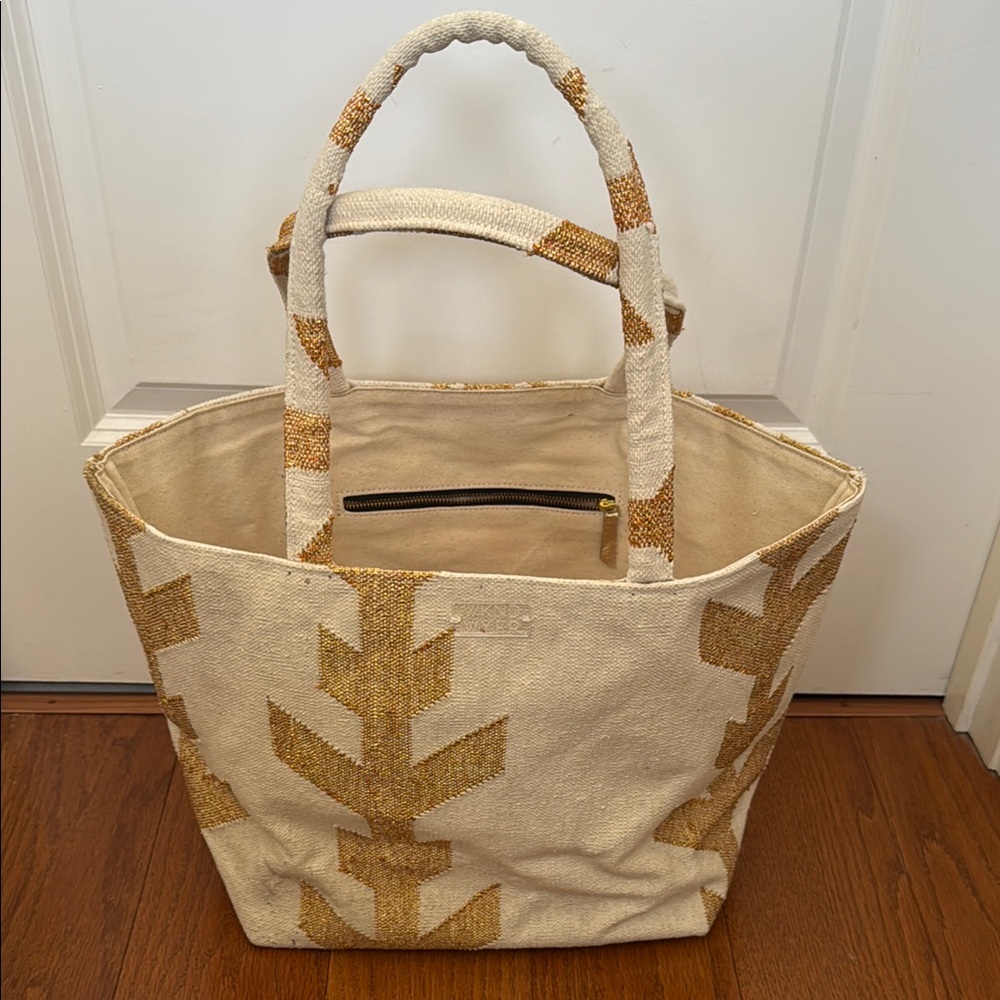 Stylish Cream and Gold Tote Bag
